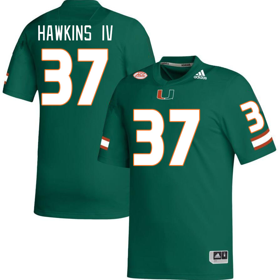 Men #37 William Hawkins IV Miami Hurricanes College Football Jerseys Stitched Sale-Green